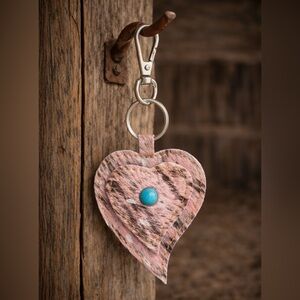 Pink Leopard Heart Keychain